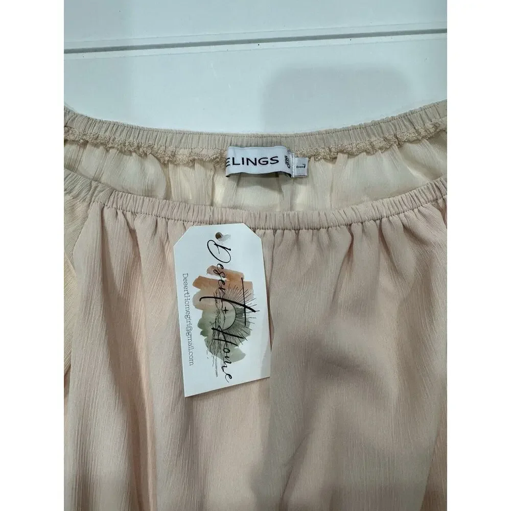 Elings Womens Boho Pink Top Size Large Blouse Shirt Short Sleeve NWT - Picture 3 of 6